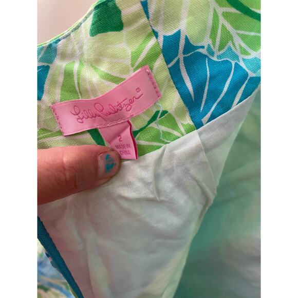 Lilly Pulitzer Pink Label Size 2 Blue & Green Leaf Halter Dress - Picture 6 of 12